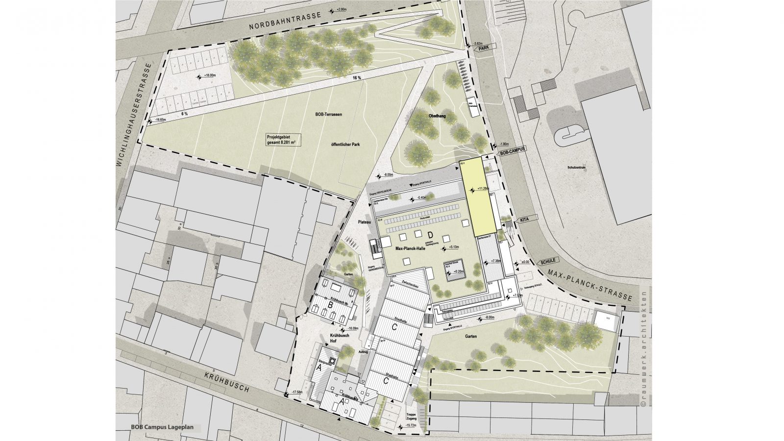 BOB Campus Lageplan: raumwerk.architekten, (C) Urbane Nachbarschaft BOB gGmbH